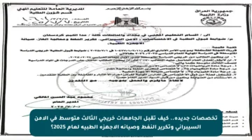 تخصصات جديدة.. كيف تقبل الجامعات خريجي الثالث متوسط في الأمن السيبراني وتكرير النفط وصيانة الأجهزة الطبية لعام 2025؟